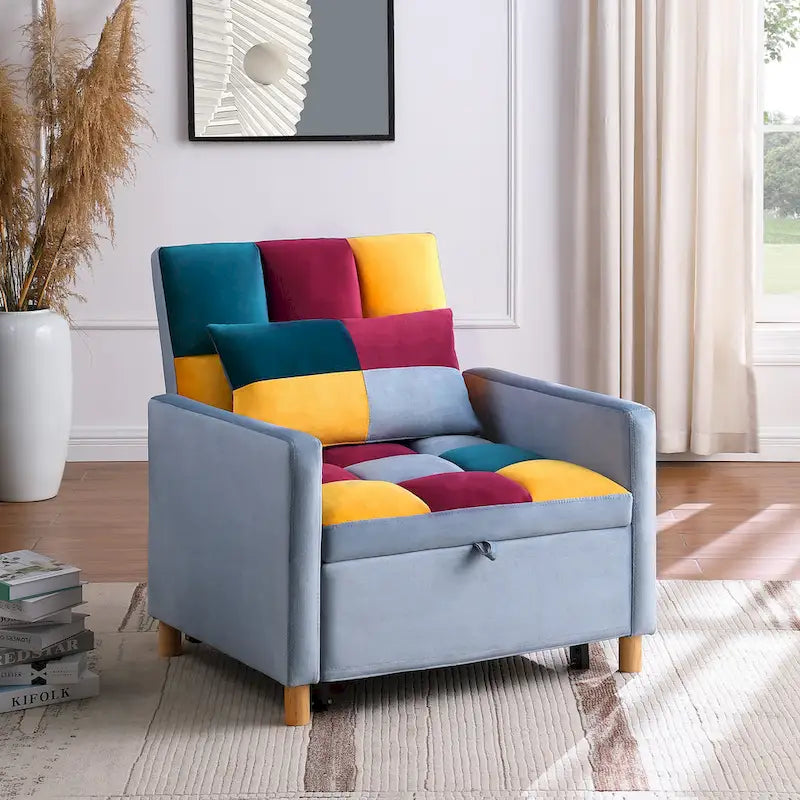 Fauteuil de couchage convertible 3-en-1 avec dossier réglable et oreiller