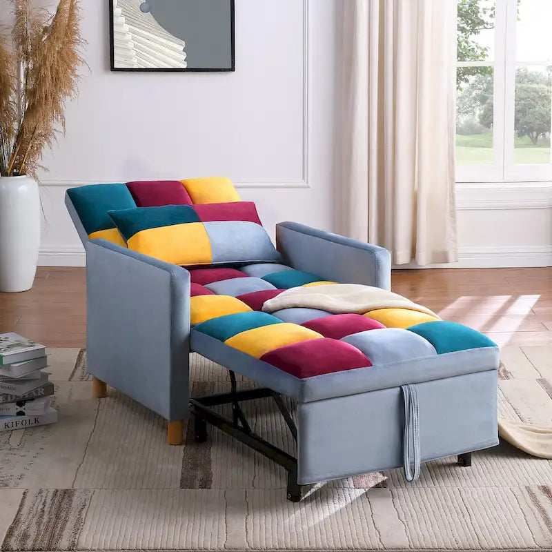 Fauteuil de couchage convertible 3-en-1 avec dossier réglable et oreiller