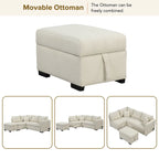 Canapé convertible d'angle de 209 cm avec ports USB et pouf de rangement