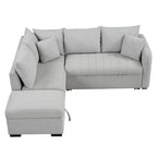 Canapé convertible d'angle de 209 cm avec ports USB et pouf de rangement