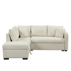 Canapé convertible d'angle de 209 cm avec ports USB et pouf de rangement