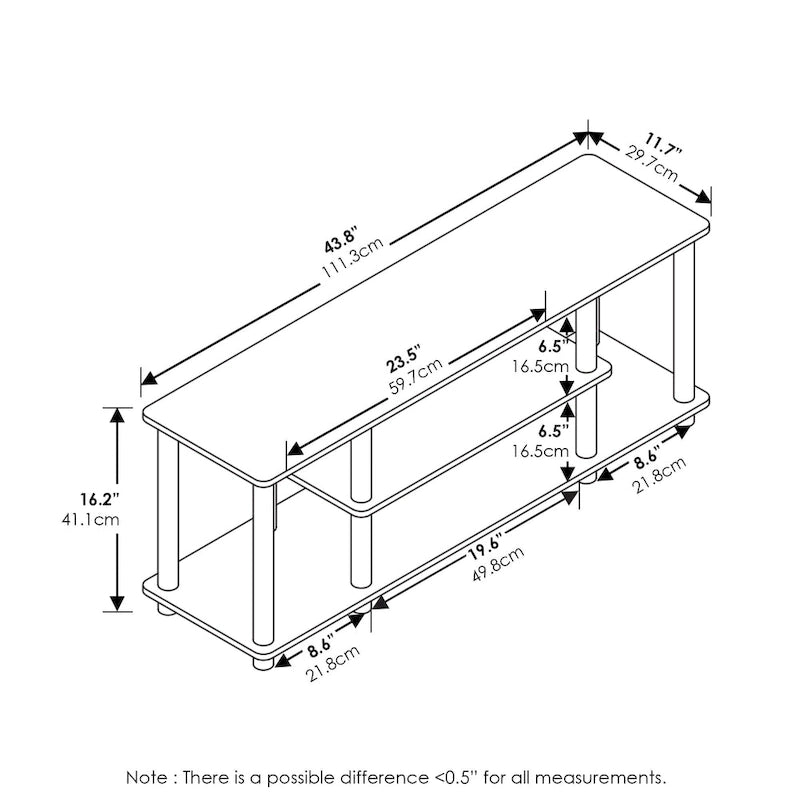 Meuble TV/multimédia 3 niveaux ouvert sans outils