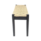Banc d'intérieur 117 cm en bois massif et jonc de mer naturel, avec pieds fuselés