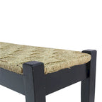 Banc d'intérieur 117 cm en bois massif et jonc de mer naturel, avec pieds fuselés