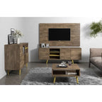 Meuble TV suspendu pour écran plat 70" – MDF Effet Bois Vieilli