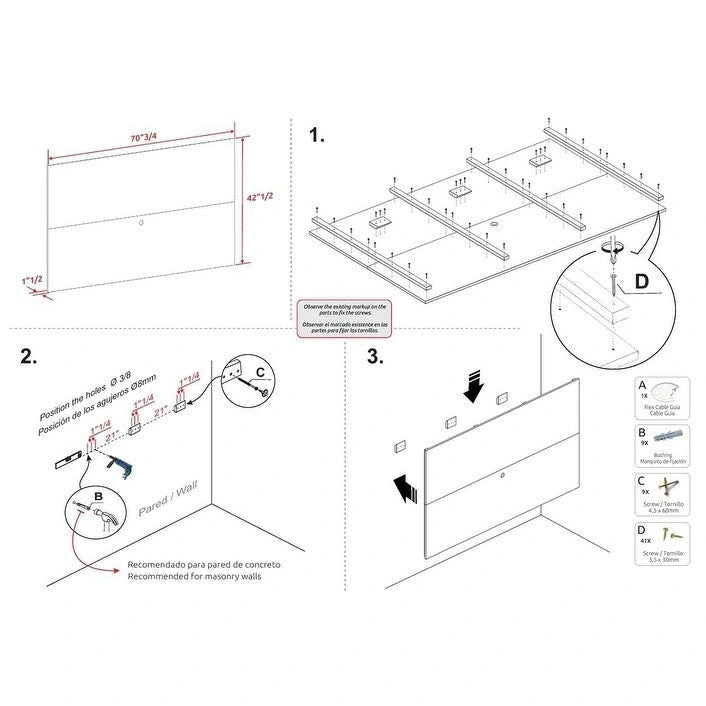 Meuble TV suspendu pour écran plat 70" – MDF Effet Bois Vieilli