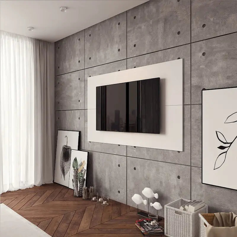 Meuble TV suspendu pour écran plat 70" – MDF Effet Bois Vieilli
