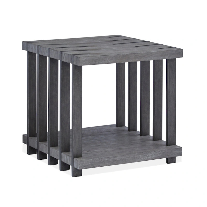 Table d'appoint rectangulaire de style industriel rustique avec plateau en bois et pieds en métal