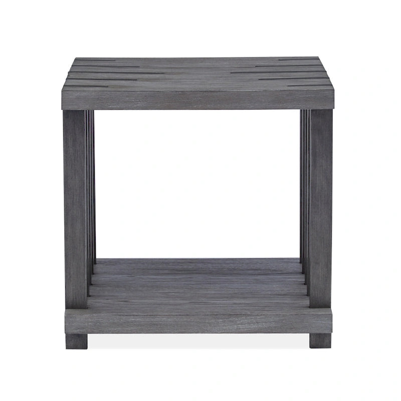 Table d'appoint rectangulaire de style industriel rustique avec plateau en bois et pieds en métal