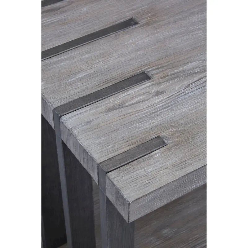 Table d'appoint rectangulaire de style industriel rustique avec plateau en bois et pieds en métal