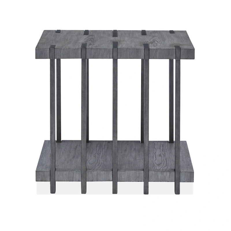 Table d'appoint rectangulaire de style industriel rustique avec plateau en bois et pieds en métal
