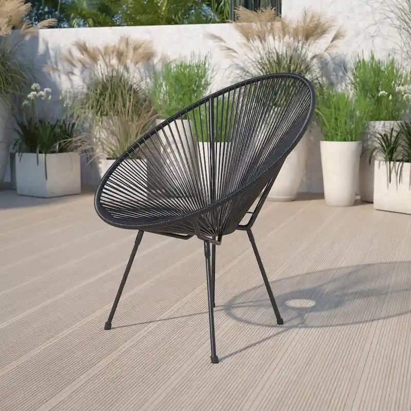 Fauteuil Papasan lounge en rotin tressé avec élastiques