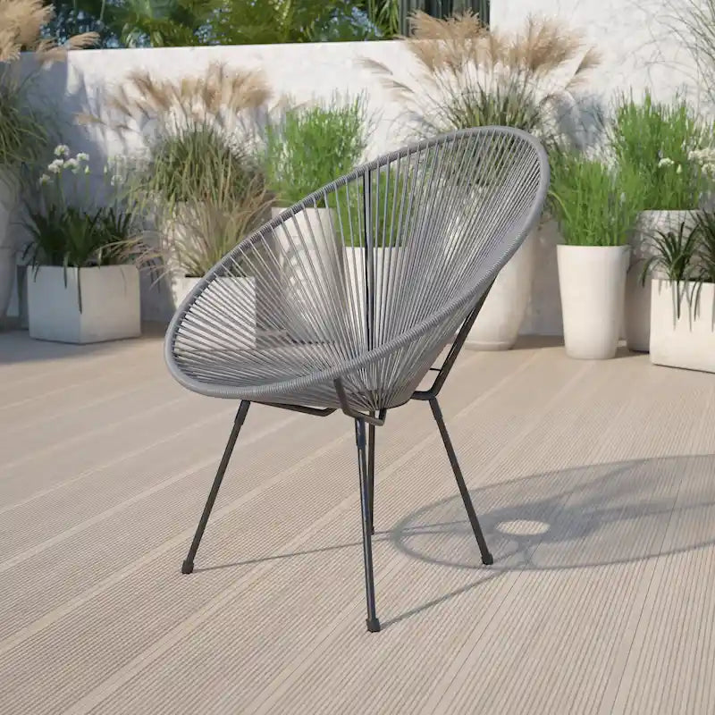 Fauteuil Papasan lounge en rotin tressé avec élastiques