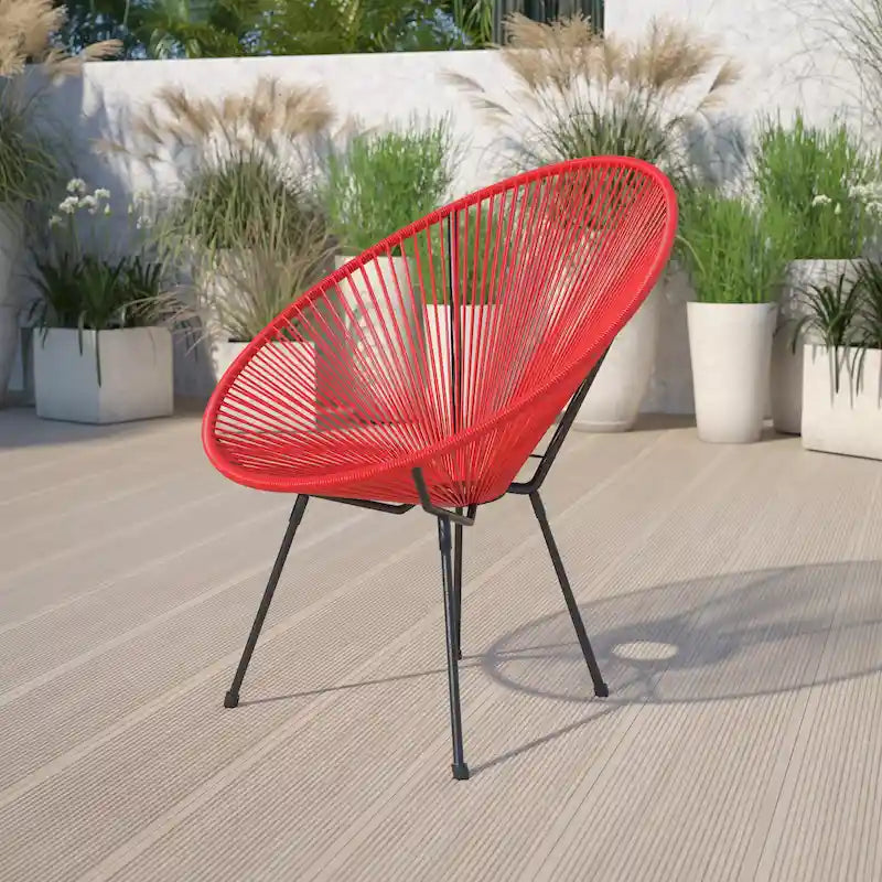 Fauteuil Papasan lounge en rotin tressé avec élastiques