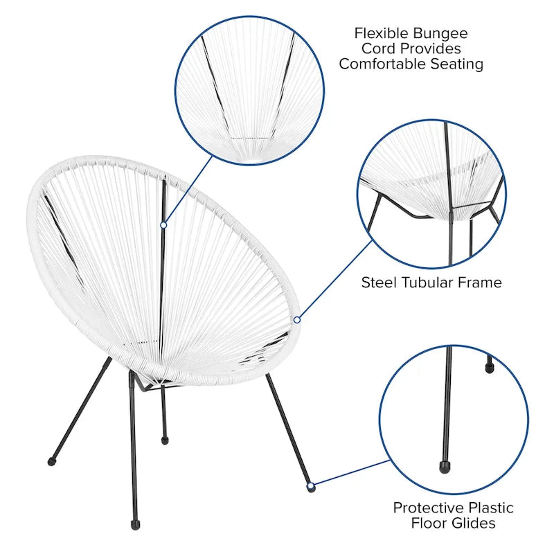 Fauteuil Papasan lounge en rotin tressé avec élastiques