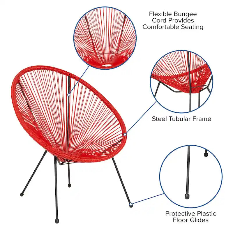 Fauteuil Papasan lounge en rotin tressé avec élastiques