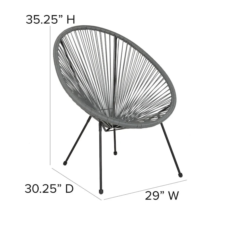 Fauteuil Papasan lounge en rotin tressé avec élastiques