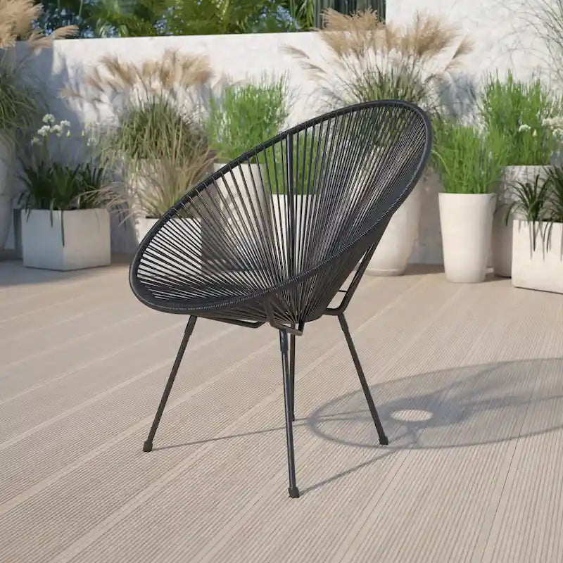 Fauteuil Papasan lounge en rotin tressé avec élastiques