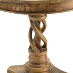 Table d'appoint ronde en bois de manguier à piédestal torsadé de 76 cm – 76 cm H