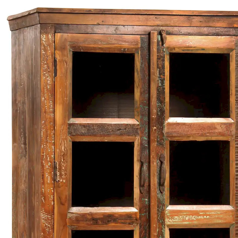 Vitrine en manguier recyclé et verre de 213 cm de haut
