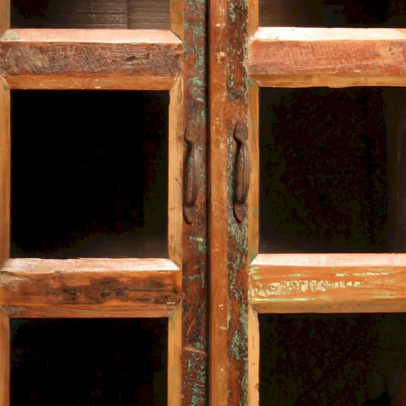 Vitrine en manguier recyclé et verre de 213 cm de haut