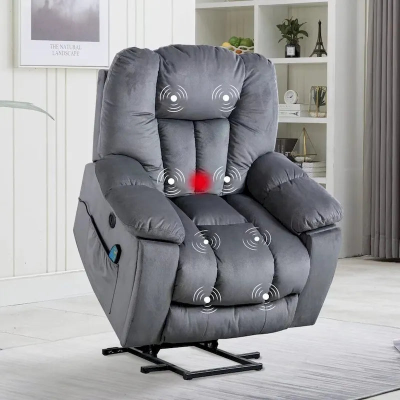 Fauteuil inclinable électrique surdimensionné avec massage et chaleur lombaire