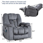 Fauteuil inclinable électrique surdimensionné avec massage et chaleur lombaire