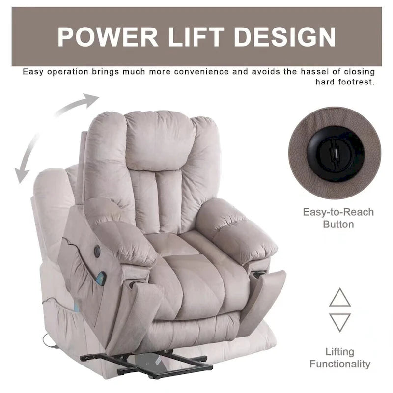 Fauteuil inclinable électrique surdimensionné avec massage et chaleur lombaire