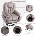 Fauteuil inclinable électrique surdimensionné avec massage et chaleur lombaire