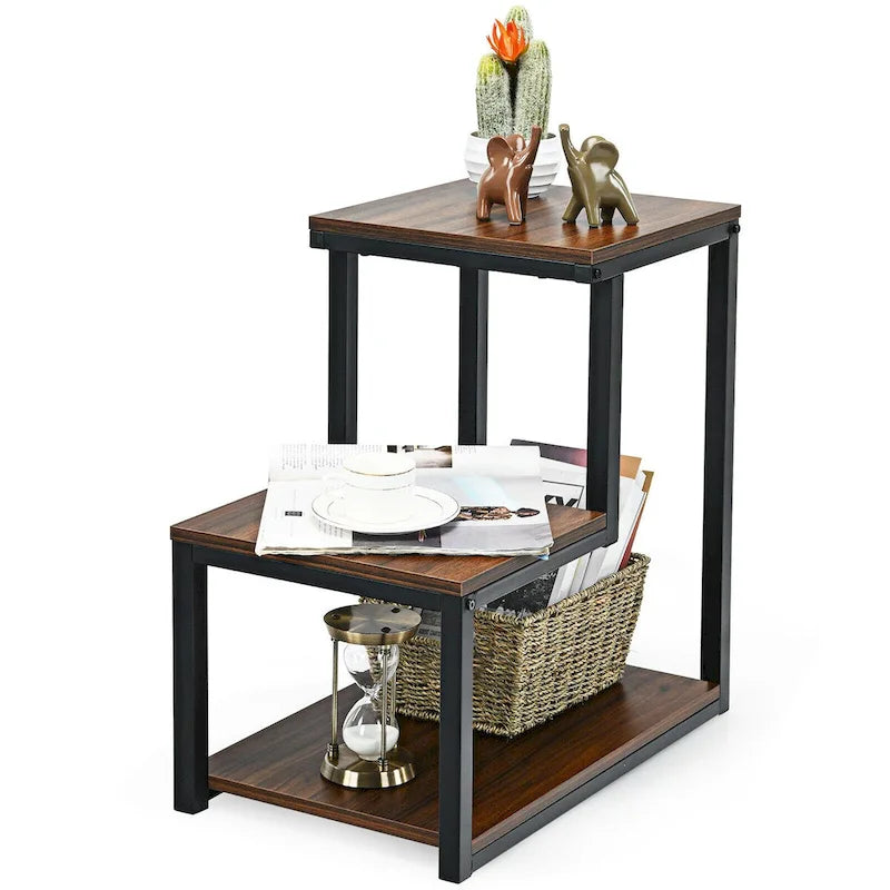 Table d'appoint à 3 niveaux avec étagère de rangement