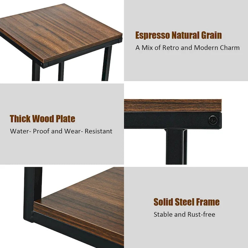 Table d'appoint à 3 niveaux avec étagère de rangement