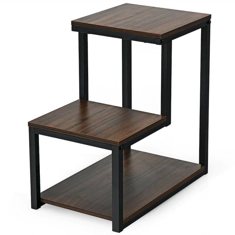Table d'appoint à 3 niveaux avec étagère de rangement