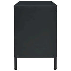 Meuble TV en acier noir et verre – 105 cm (L) x 35 cm (P) x 52 cm (H)