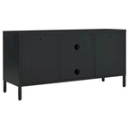 Meuble TV en acier noir et verre – 105 cm (L) x 35 cm (P) x 52 cm (H)