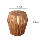 Table d'appoint artisanale en bois d'acacia massif avec plateau octogonal