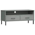 Meuble TV en pin massif avec pieds en métal – 106 cm (L) x 40 cm (P) x 46,5 cm (H)