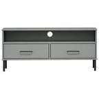 Meuble TV en pin massif avec pieds en métal – 106 cm (L) x 40 cm (P) x 46,5 cm (H)