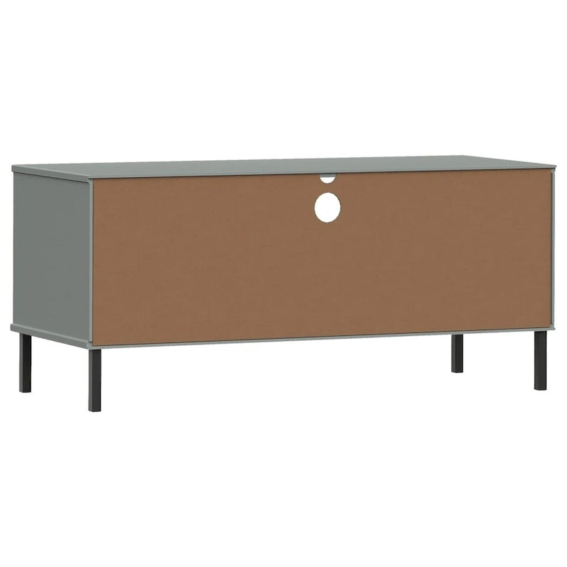 Meuble TV en pin massif avec pieds en métal – 106 cm (L) x 40 cm (P) x 46,5 cm (H)