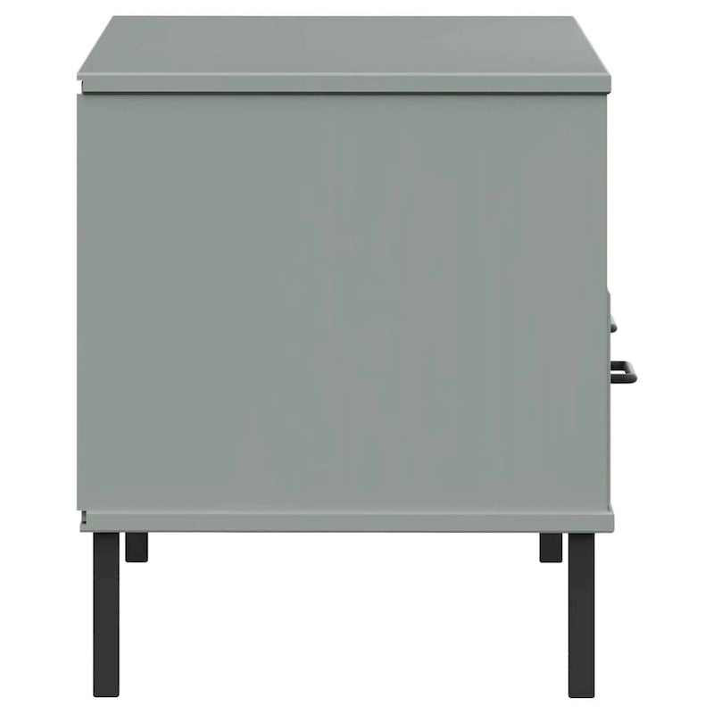 Meuble TV en pin massif avec pieds en métal – 106 cm (L) x 40 cm (P) x 46,5 cm (H)