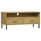 Meuble TV en pin massif avec pieds en métal – 106 cm (L) x 40 cm (P) x 46,5 cm (H)