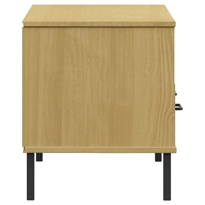 Meuble TV en pin massif avec pieds en métal – 106 cm (L) x 40 cm (P) x 46,5 cm (H)