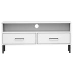 Meuble TV en pin massif avec pieds en métal – 106 cm (L) x 40 cm (P) x 46,5 cm (H)