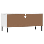 Meuble TV en pin massif avec pieds en métal – 106 cm (L) x 40 cm (P) x 46,5 cm (H)