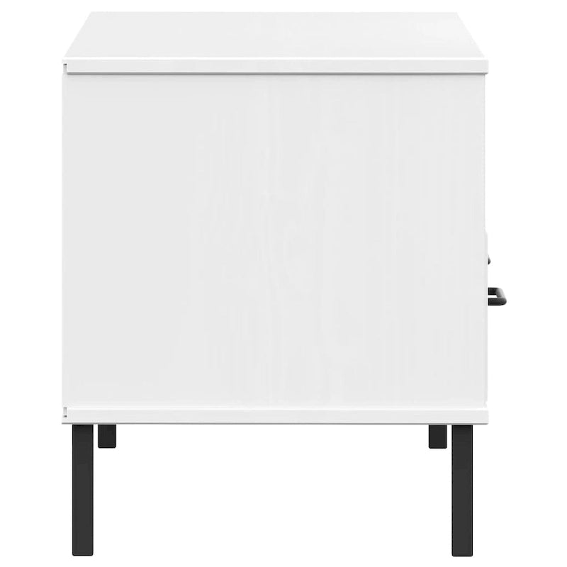 Meuble TV en pin massif avec pieds en métal – 106 cm (L) x 40 cm (P) x 46,5 cm (H)