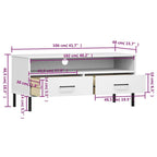 Meuble TV en pin massif avec pieds en métal – 106 cm (L) x 40 cm (P) x 46,5 cm (H)