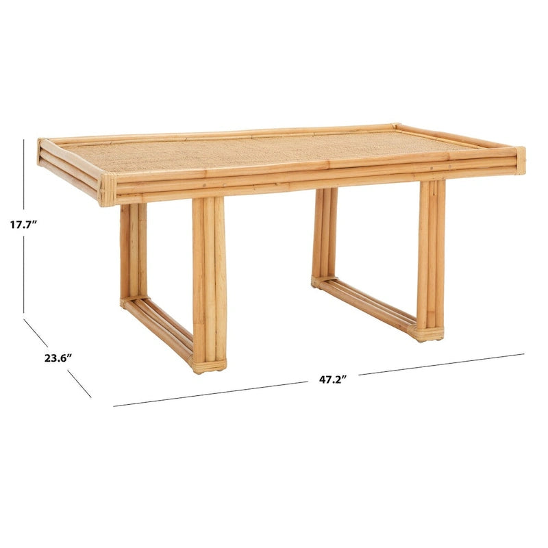 Table basse rectangulaire en rotin naturel et bambou, 119,4 cm (L) x 61 cm (P) x 45,7 cm (H)