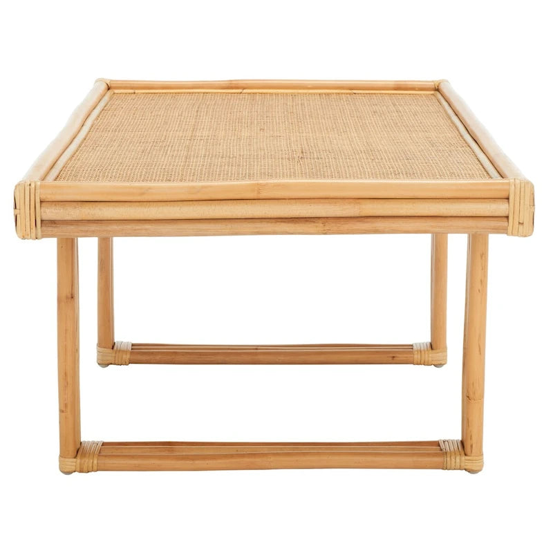 Table basse rectangulaire en rotin naturel et bambou, 119,4 cm (L) x 61 cm (P) x 45,7 cm (H)
