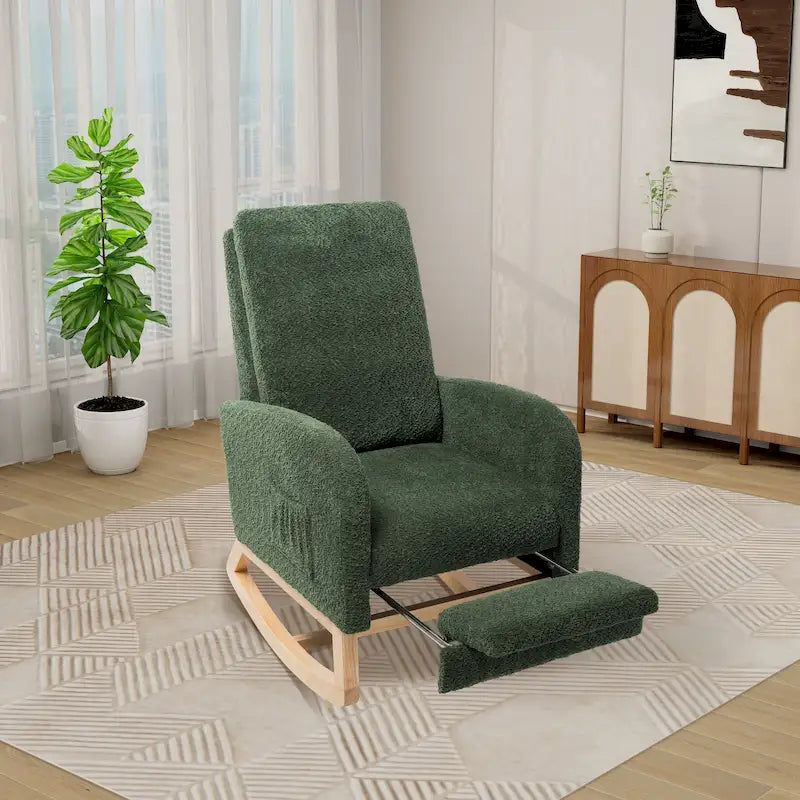 Fauteuil à bascule planeur à dossier haut avec repose-pieds rétractable
