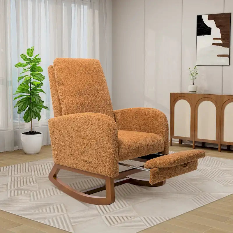 Fauteuil à bascule planeur à dossier haut avec repose-pieds rétractable
