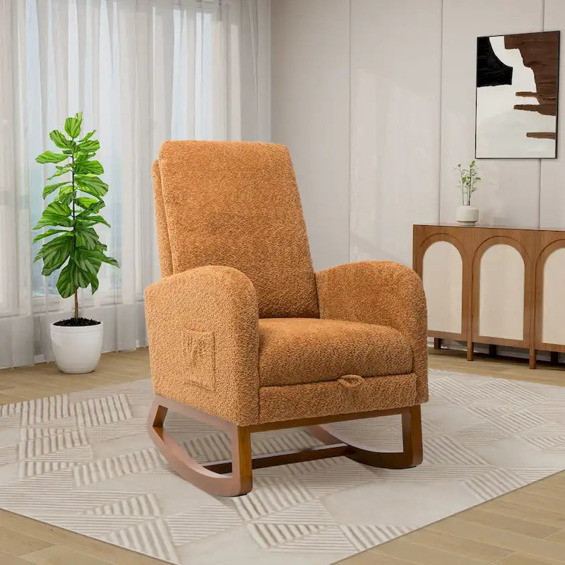 Fauteuil à bascule planeur à dossier haut avec repose-pieds rétractable
